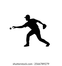 A baseball player vector silhouettes