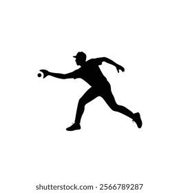 A baseball player vector silhouettes