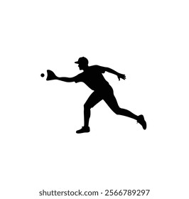 A baseball player vector silhouettes