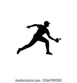 A baseball player vector silhouettes