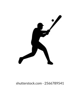 A baseball player vector silhouettes