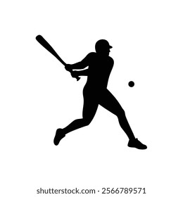 A baseball player vector silhouettes