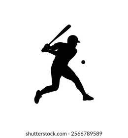 A baseball player vector silhouettes