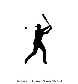 A baseball player vector silhouettes