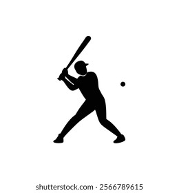 A baseball player vector silhouettes