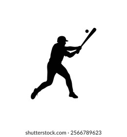 A baseball player vector silhouettes