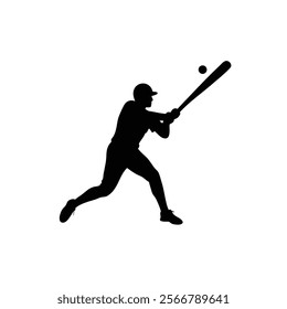 A baseball player vector silhouettes