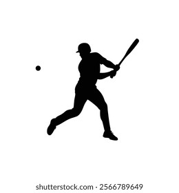 A baseball player vector silhouettes