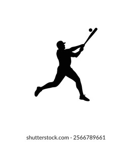 A baseball player vector silhouettes