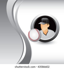 baseball player vertical silver wave