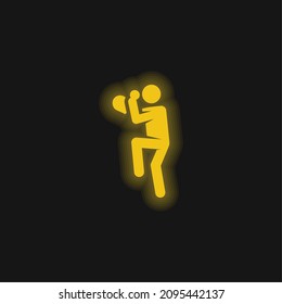 Baseball Player yellow glowing neon icon