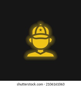 Icono de neón amarillo brillante del jugador de béisbol