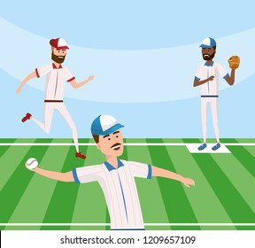 baseball players competition game in the field