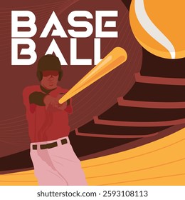 Baseball players in dynamic action in action on red background. Concept of sport competition.