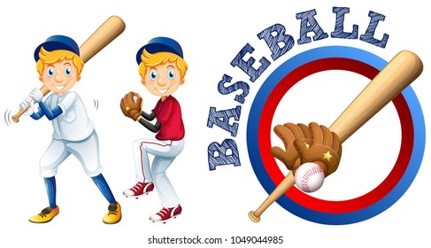 Baseball players and logo design  illustration