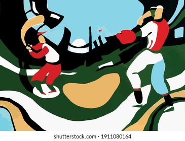 Baloncestistas en un vector de campo 