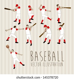 baseball players over lineal background vector illustration
