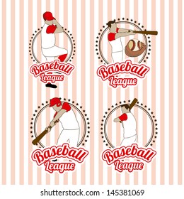 baseball players over lineal background vector illustration