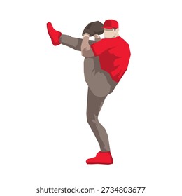 baseball players pose or movement when playing
