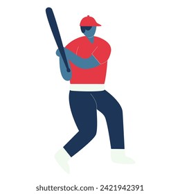 Baseball Players set flat illustrations