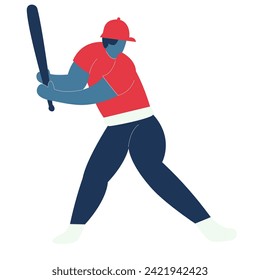 Baseball Players set flat illustrations