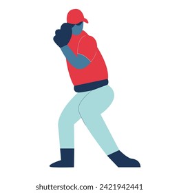 Baseball Players set flat illustrations