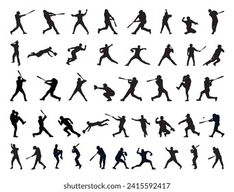 Baseball players silhouette vector art