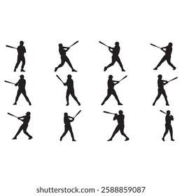 Baseball players silhouette vector art