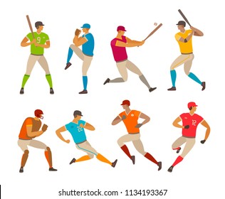 Baseball players. Sport concept. Cartoon vector illustration