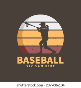 baseball players vector silhouettes logo design