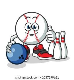 baseball playing bowling mascot vector cartoon illustration