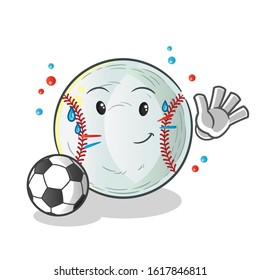 baseball playing football and waving cartoon. exercise and sweating. cute chibi cartoon mascot vector