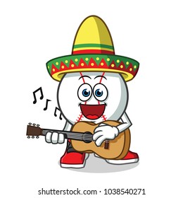 baseball playing guitar and wearing a sombrero mascot vector cartoon illustration