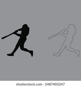 baseball pleyer silhouette  vector art 