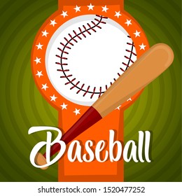 Baseball poster with a baseball ball and bat - Vector