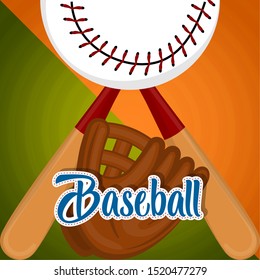 Baseball poster with a baseball bats, ball and glove - Vector