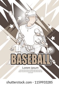 baseball poster design. hand drawn vector of baseball players