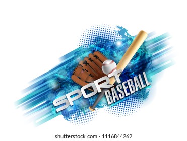 baseball poster with a baseball. Baseball games advertising. Announcement of a sporting event.