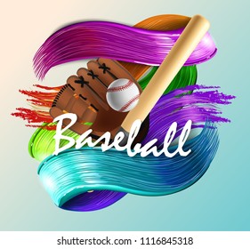baseball poster with a baseball. Baseball games advertising. Announcement of a sporting event.