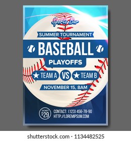 Baseball Poster Vector. Design For Sport Bar Promotion. Baseball Ball. Modern Tournament. Baseman, Batter, Hitter. Game Flyer Blank Illustration
