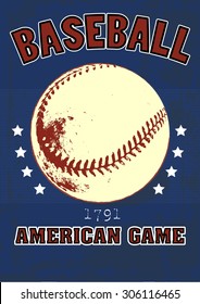 Baseball Poster Vintage Style With Grunge  Textured.