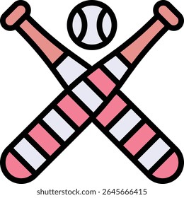 Baseball Printed American Flag, Fourth Of July Icon, Vector Style Lineal color Icon.	
