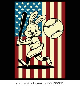 Baseball Rabbit USA Flag Camiseta de regalo patriótico