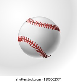 baseball realistic white ball on white background