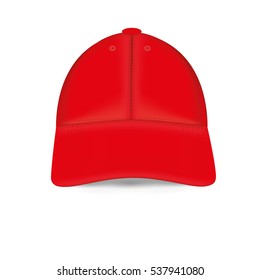 Baseball red cap isolated on white background