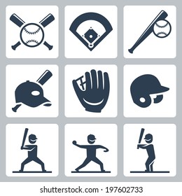 Baseball Related Vector Icons Set