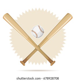 Baseball Retro Banner With Bats And Ball/
Illustration of an american baseball sport banner, with wooden bats and leather ball