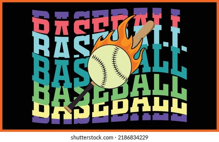 Baseball, Retro Wavy SVG T-shirts Design