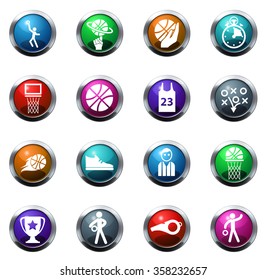 Baseball round glossy web icon set