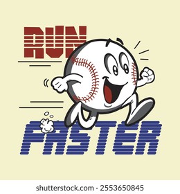 baseball running fast design cartoon vector illustration